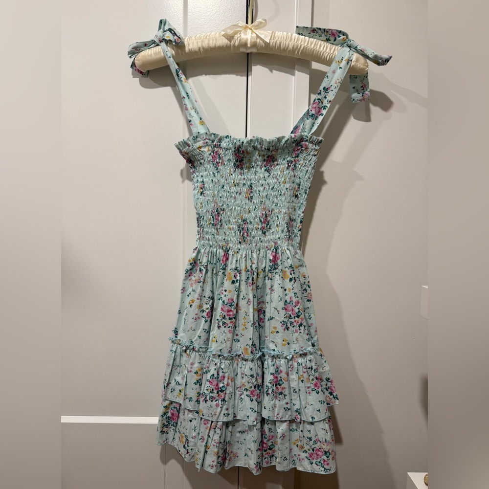 *NWT CB POSITANO Floral Smocked Mini Dress with Ruffle Straps - Picture 2 of 8